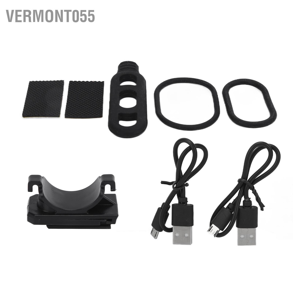 Có thể bán buôn Bộ đèn xe đạp siêu sáng có thể sạc lại USB Đèn pha phía trước và đèn hậu phía sau cho xe đạp đường núi vermont055 Hàng giao ngay
