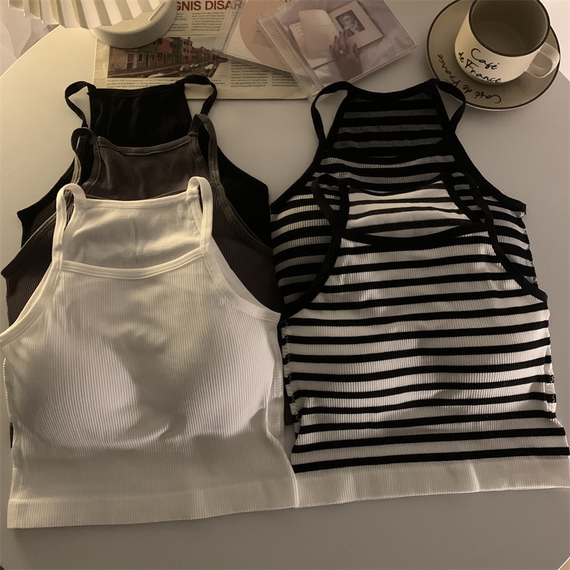 Xiaozhainv Áo Croptop Dệt Kim Kẻ Sọc 3 Màu Sắc Lựa Chọn Phong Cách Hàn Quốc Cho Nữ | BigBuy360 - bigbuy360.vn