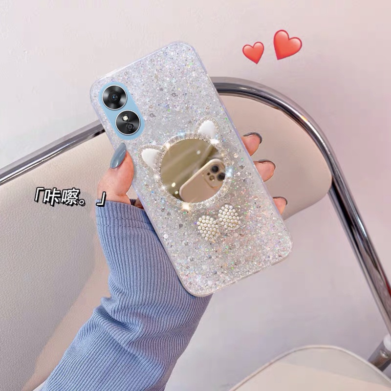 Ốp Điện Thoại Mềm Họa Tiết Mèo Có Gương Cho OPPO Reno 8 8T Reno8 T A78 4G 5G 2023 OPPOA78 Reno8T