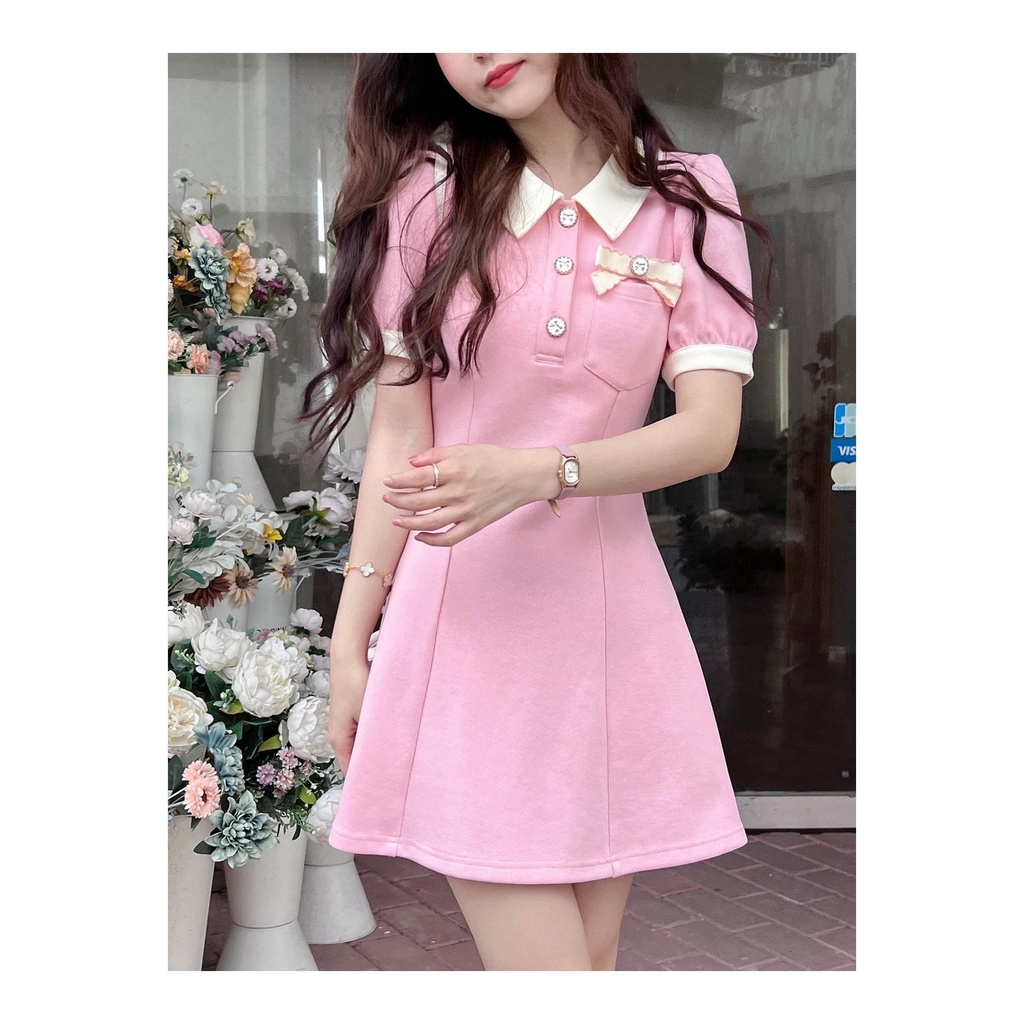 Đầm váy babydoll màu pastel siêu xinh có túi nhỏ nhấn nơ cho bạn nữ đi chơi ,hẹn hò ngọt ngào dễ thương