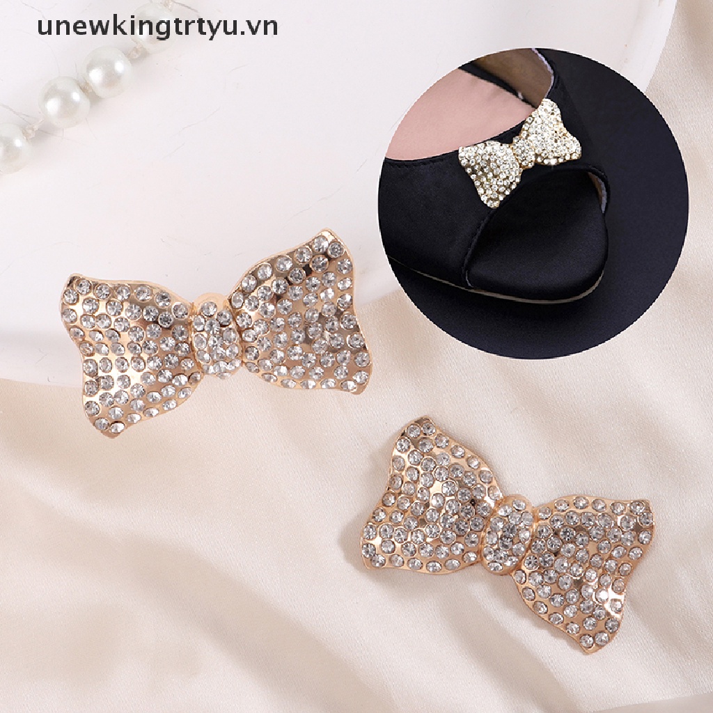1 Phụ Kiện Trang Trí Giày Cao Gót Đính Đá Hình Nơ Xinh Xắn DIY