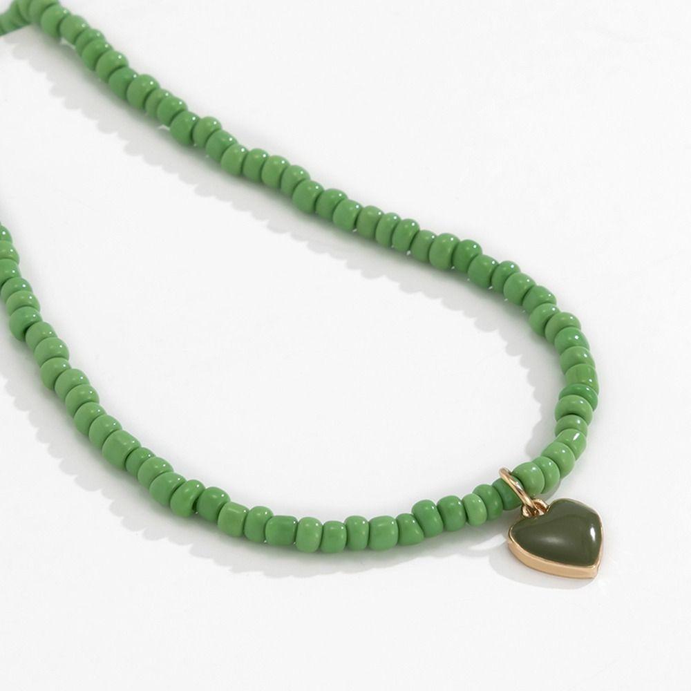 ANEMONE Vòng cổ Mặt Trái Tim Đính Hạt Nhiều Màu Sắc