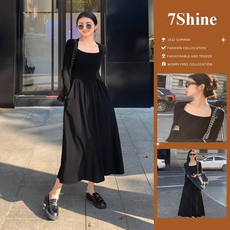 Đầm nữ maxi dáng dài khoét ngực dài tay dễ thương diện tết cực xinh-7shine