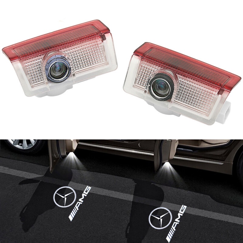 Bộ 2 Đèn Led Chiếu Logo Cho Cửa Xe Hơi Mercedes Benz X166 X156 W177 W205 W166 W176 W212 W213 V177 W247 W246 C204 E GL GLE GLA GLS GLC A B C ML