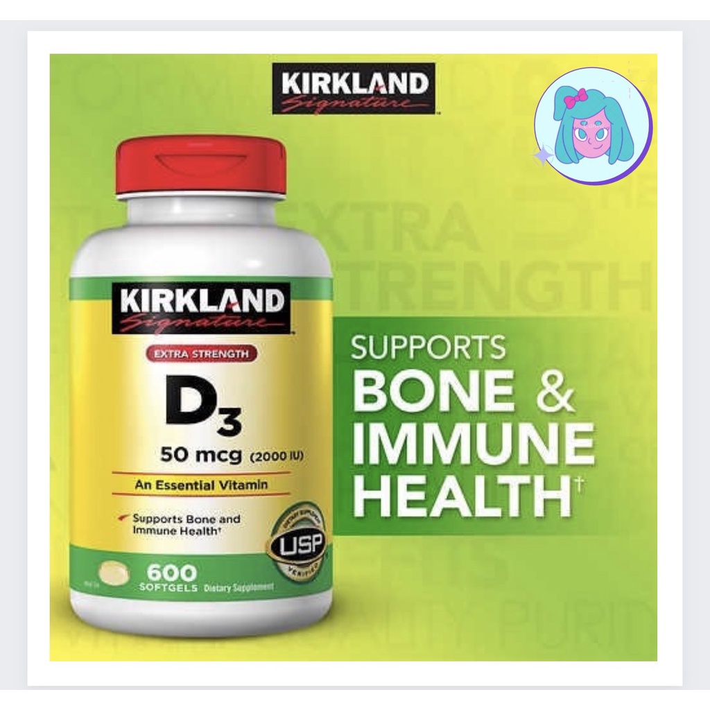 Viên uống Vitamin D3 kirkland 50mcg 600viên của Mỹ (Cam kết hàng chuẩn)