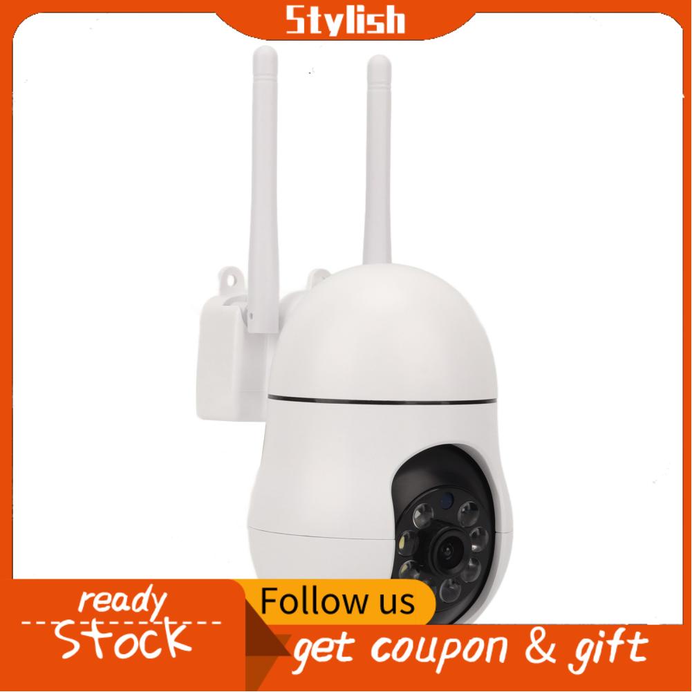 Stylish365 Outdoor WiFi Surveillance Camera 2MP 2 Band Swivelling IP Cam Motion Sensor Colour Night Viewing US Plug 100‑240V