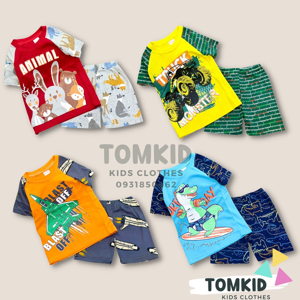 Đồ bộ cho bé trai bộ cộc tay cho bé chất cotton dày dặn thoáng mát không nhão vải 10-23kg Tomkids