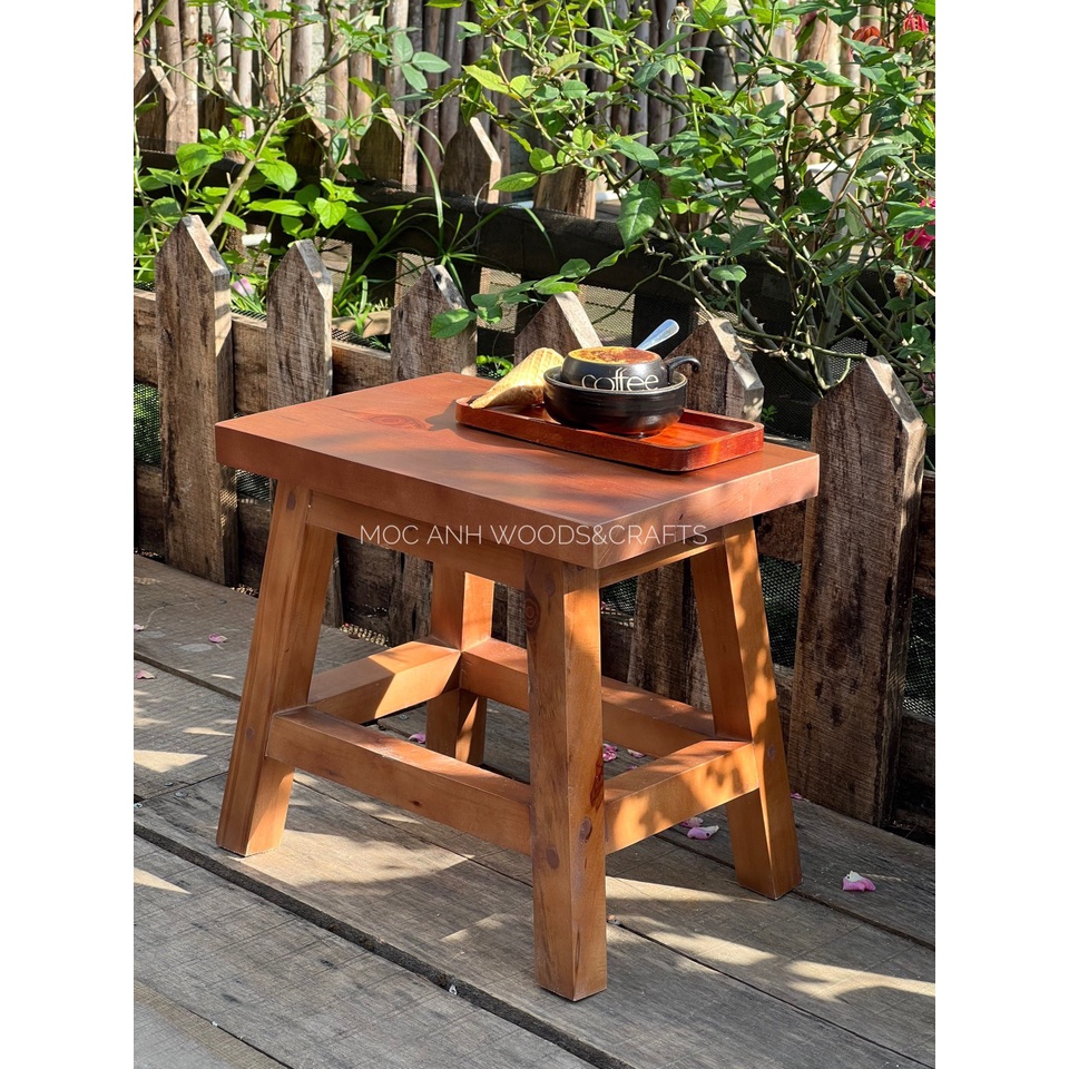 Ghế Đôn, Ghế Gỗ, Gỗ Chữ A Mặt Chữ Nhật, Chân Dáng Thẳng Decor Trang Trí Kích Thước 28x40cm