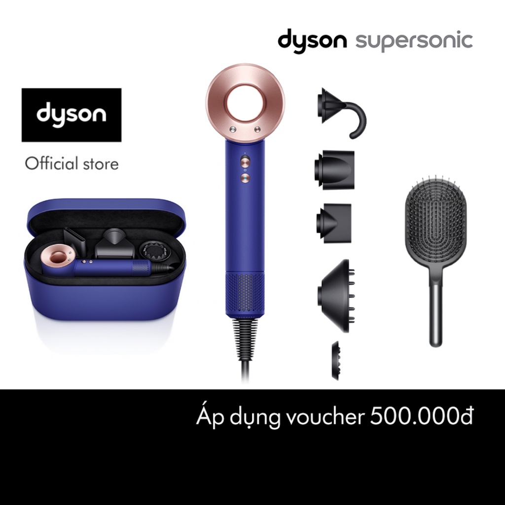 Combo Máy sấy tóc Dyson Supersonic™ HD08 (Vinca Blue/Rosé) và Lược Dyson