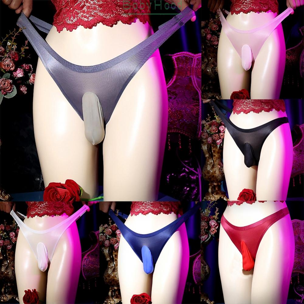 Men Ice Silk Sexy Sissy Pouch Panties Sheer G-String Underwear Lingerie Thongs hot sale#BBHOOD