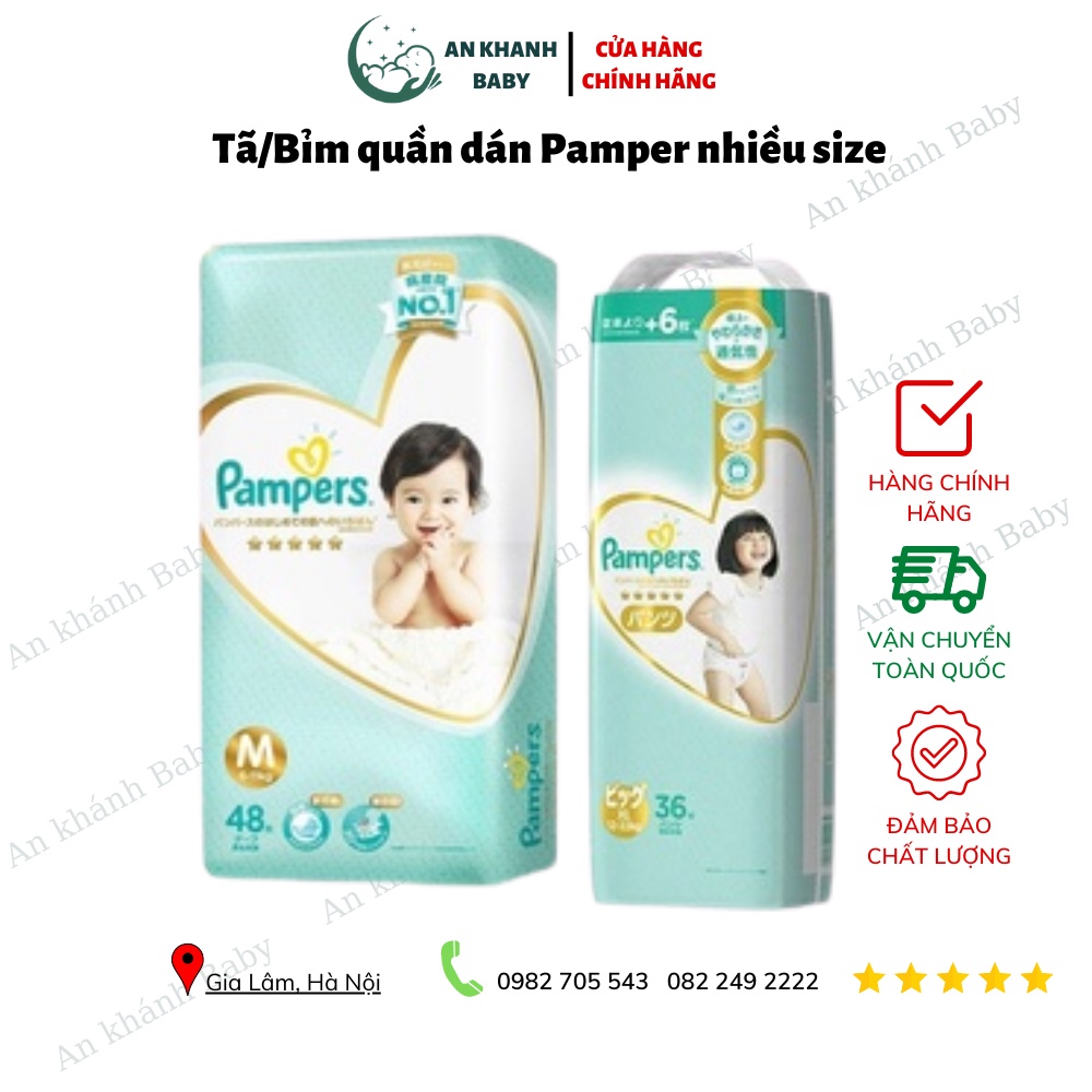 Tã/Bỉm Quần Dán Pamper Nhật Bản đủ size NB66/S60/M48/L40, M44/L34/XL36