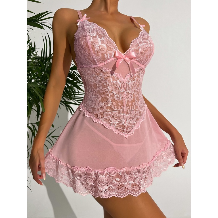 Bộ Đồ Ngủ Ren Lưới plus Size Xuyên Thấu Gợi Cảm
