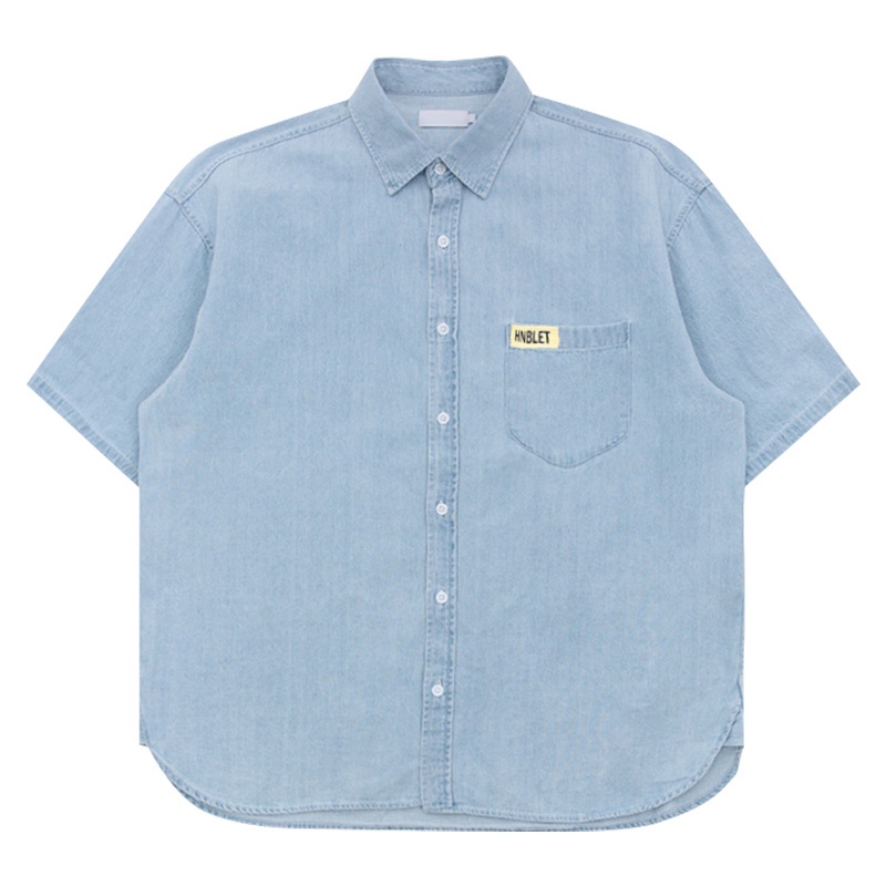 Áo Sơ Mi denim Ngắn Tay Phong Cách retro Thời Trang Cho Nam