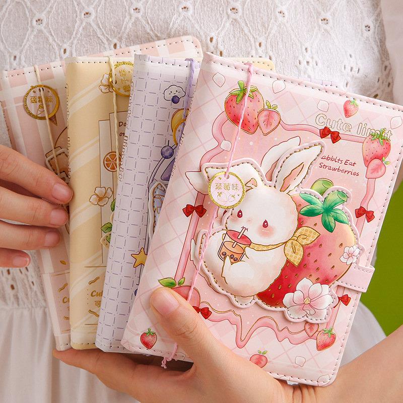 Sổ Tay Ghi Chú Nhật Ký Khóa Nam Châm In Hình Cô Gái Dễ Thương Có Giá Trị Cao