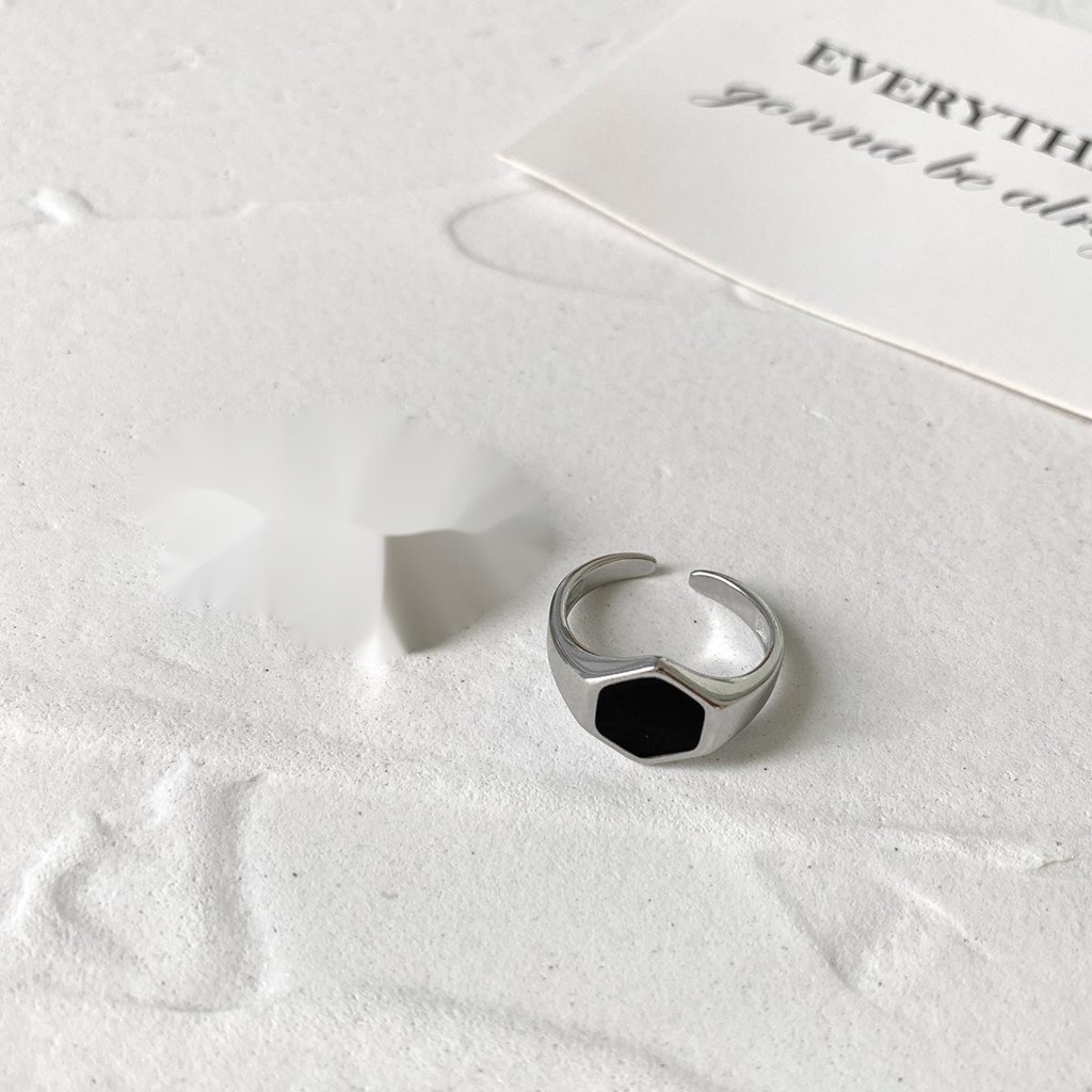 Nhẫn Hở Hình Lục Giác Phong Cách hip hop Thời Trang Hàn Quốc Cho Nam Và Nữ