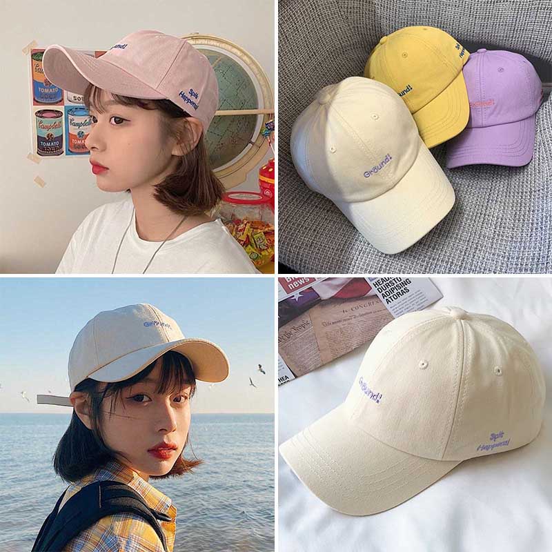 Mũ Lưỡi Trai Cotton Thoáng Khí Thêu Chữ Đơn Giản Thời Trang Unisex