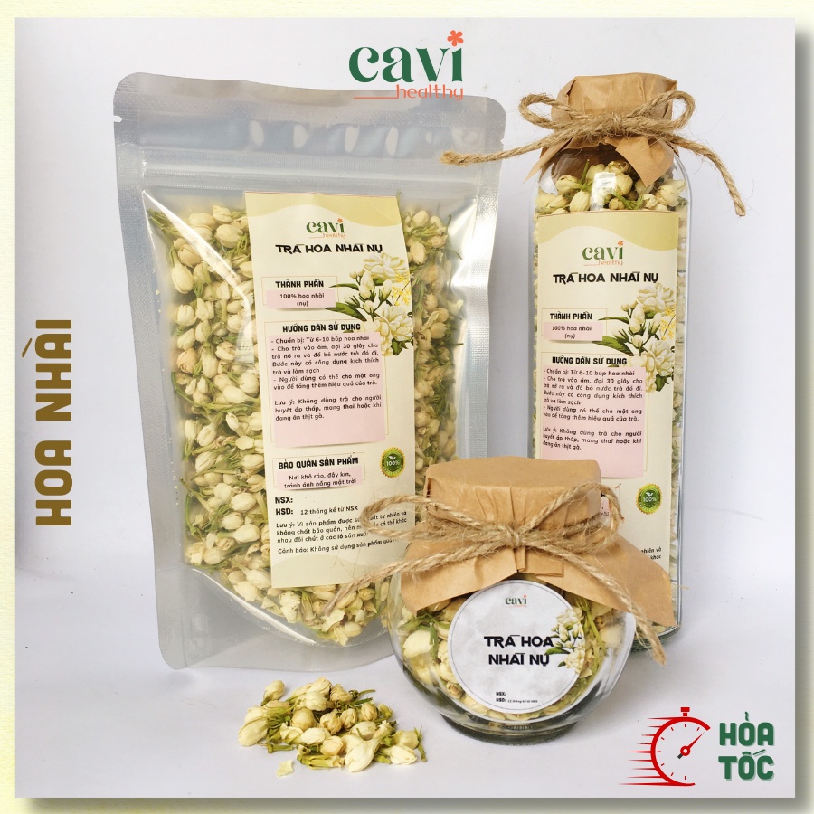 Trà Hoa Nhài sấy lạnh nguyên bông 100gr  Cavi Healthy thanh lọc cơ thể