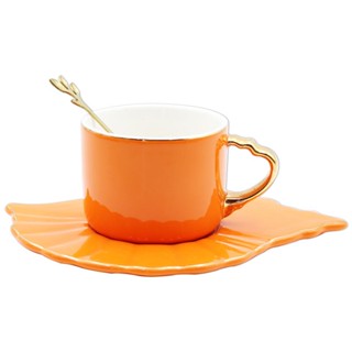 Ly Sứ Có Lót Ly Kèm Thìa - Sunpio SP2124 - Màu Cam