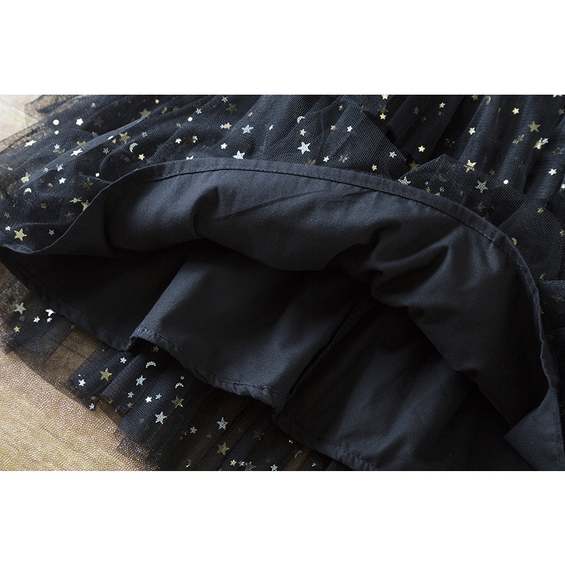 Đầm Dự Tiệc Màu Đen Đính Sequin Hình Ngôi Sao Lấp Lánh Xinh Xắn Cho Bé Gái