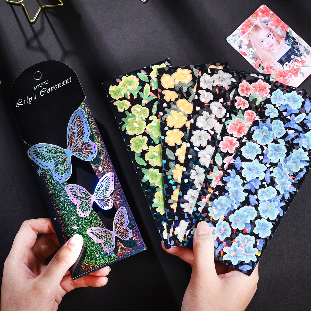 Bộ 5 Tấm Sticker Dán Trang Trí Sổ Tay Hình Hoa Hồng Phong Cách Vintage