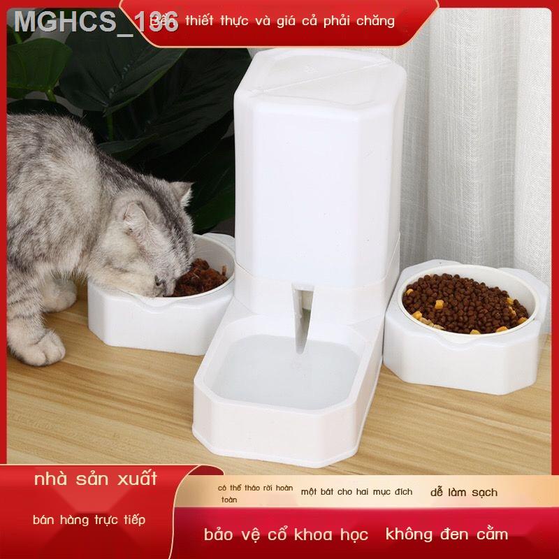 Bộ nạp tự động cho thú cưng Nước ăn cho mèo Chậu đựng thức ăn cho mèo Nước uống tích hợp Máy cho ăn tự