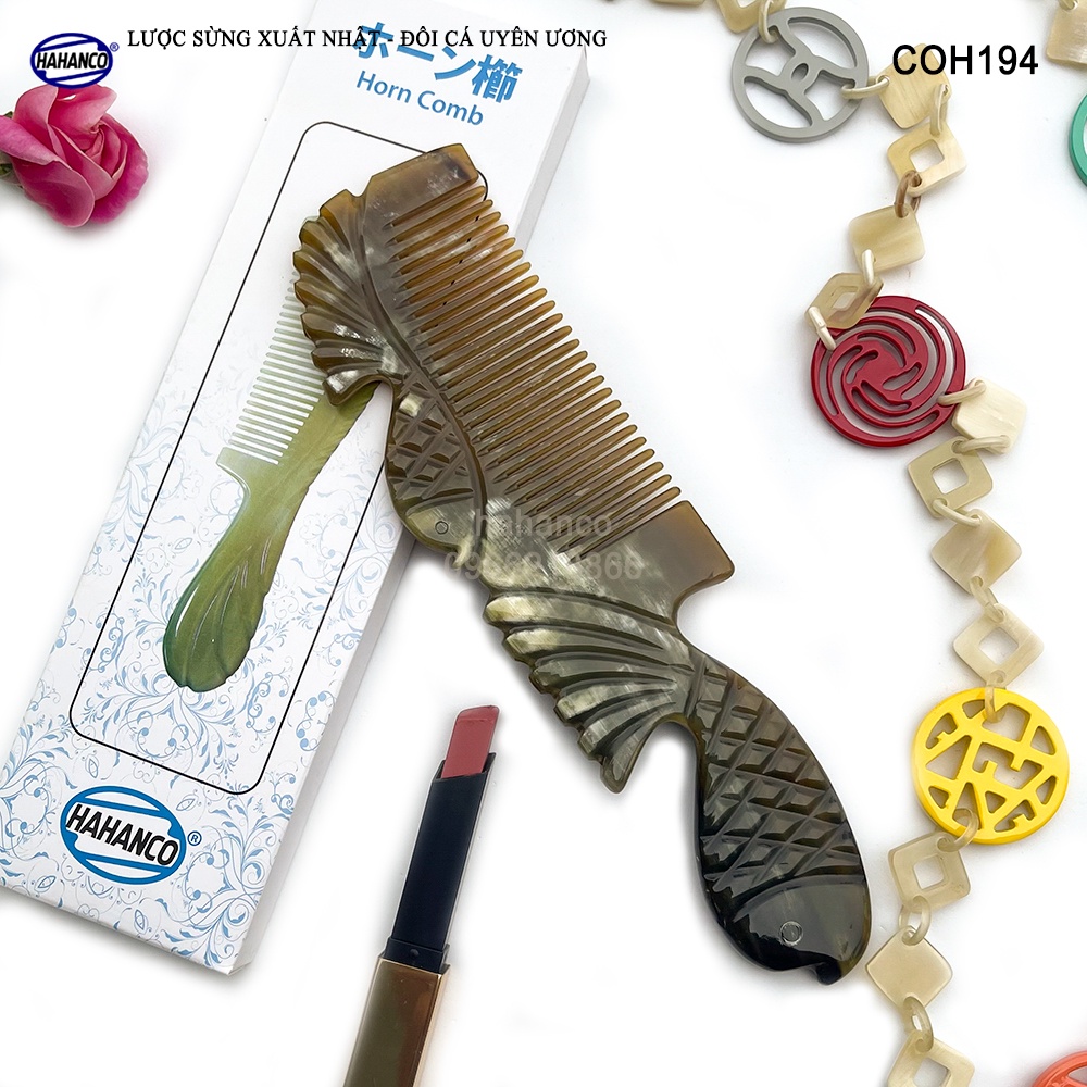 Lược Sừng Đôi Cá Uyên Ương HAHANCO (Size: XL-20cm) Mẫu Cao Cấp Siêu Đẹp - COH194