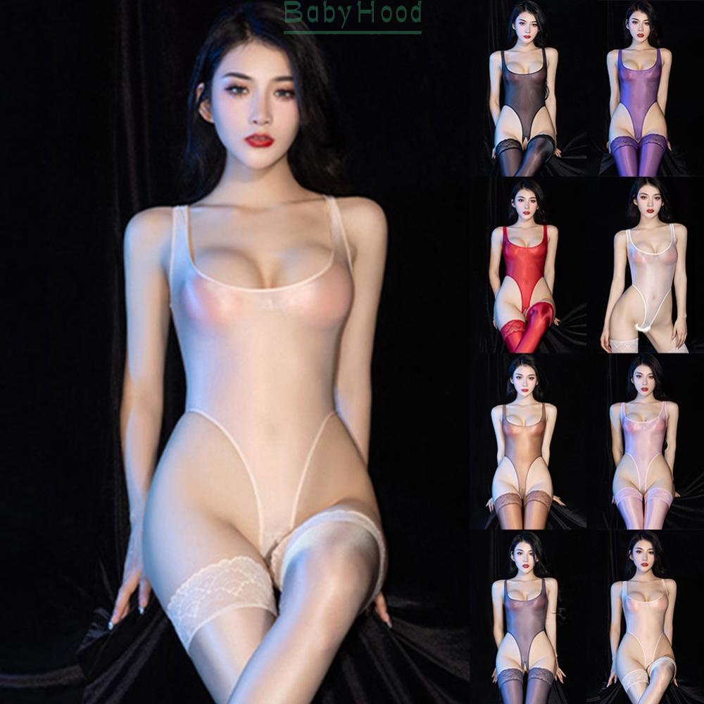 Women Sheer Bodysuit High Cut Leotard Thong Rompers Crothless Sexy Lingerie#BBHOOD