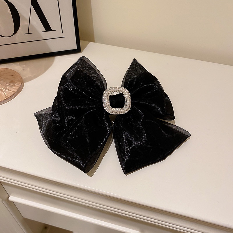 Kẹp Tóc Hình Nơ Đính Đá Và Ngọc Trai Phong Cách Hàn Quốc Đơn Giản Cho Nữ