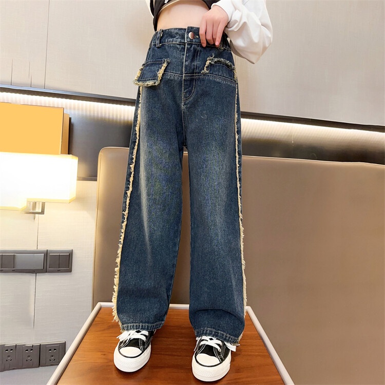 Set Áo Thun Dài Tay + Quần Jeans Dài Thời Trang Cho Bé Gái