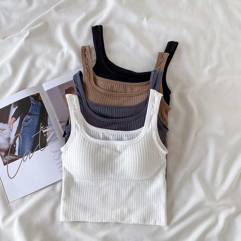 Áo hai dây NZN cổ vuông họa tiết kẻ sọc dọc ôm dáng thời trang