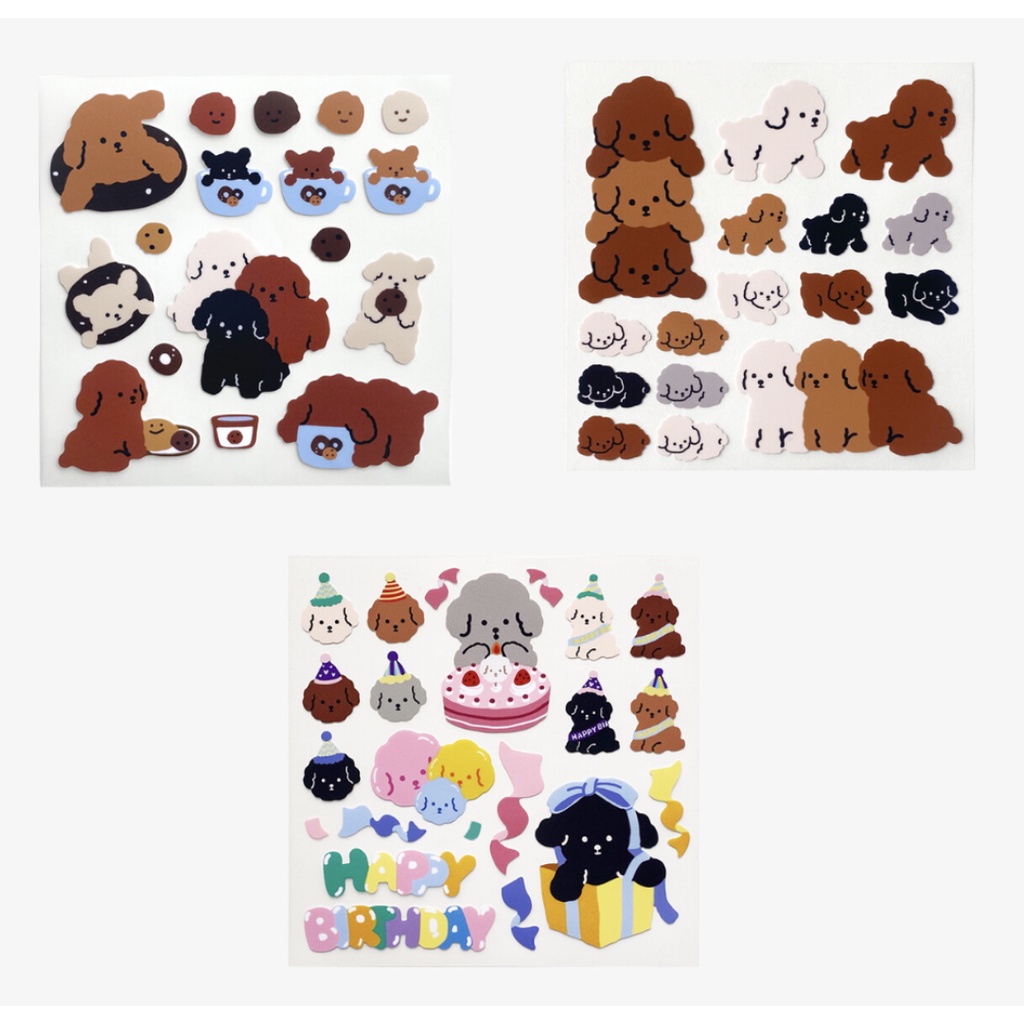 Set 3 Sticker Dán Trang Trí Điện Thoại Hình Cún Dễ Thương