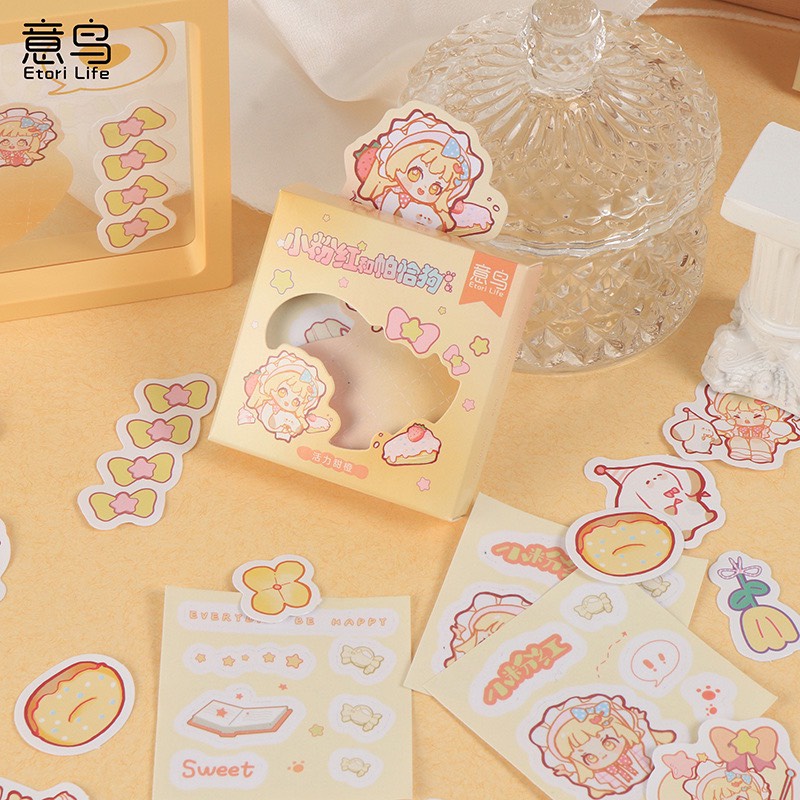 Set 40 miếng sticker + 6 tấm sticker đã cắt sẵn + 2 tờ note xinh - Văn phòng phẩm Amber