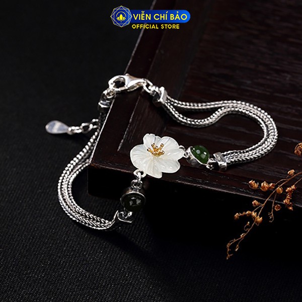 Lắc tay hoa sen chất liệu bạc Thái 925 thời trang phụ kiện trang sức Viễn Chí Bảo L000178