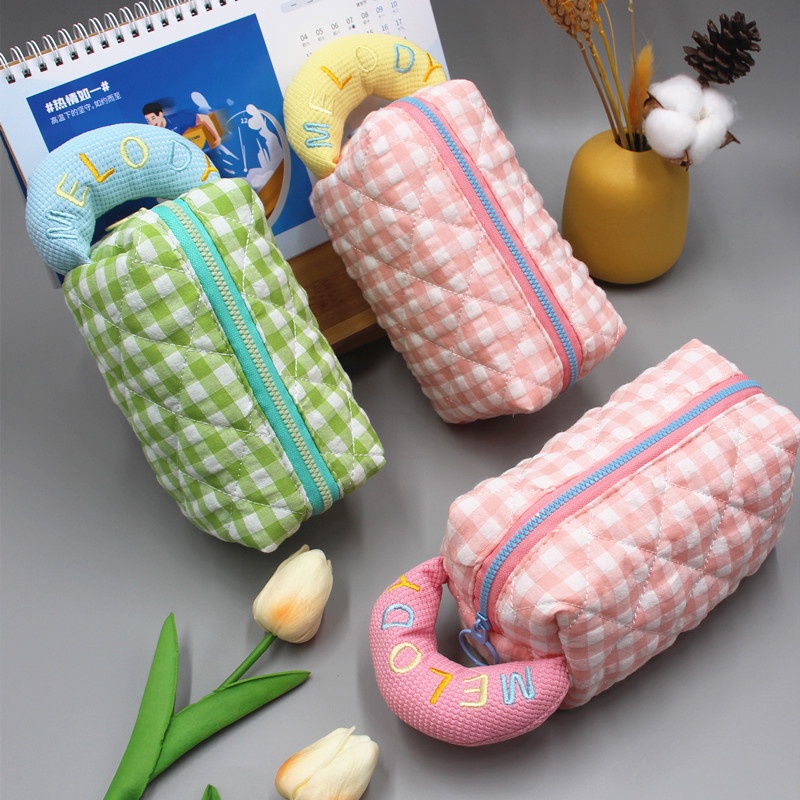Túi Đựng Mỹ Phẩm Vải cotton Thêu Họa Tiết Xinh Xắn