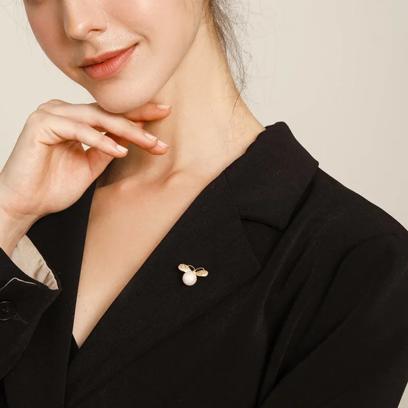 Ghim Cài Áo Hình Chú Ong Đính Ngọc Trai Nhân Tạo Thời Trang