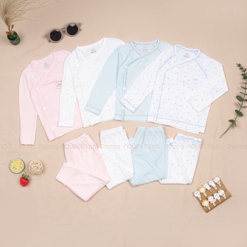 Bộ quần áo sơ sinh cài lệch newborn Nous đủ màu, petit mềm mát - Nous Bình Dương - Bipbipstore