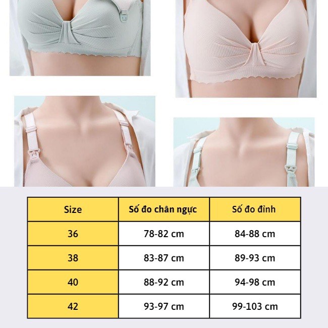 Áo lót bầu, áo ngực cho con bú chất su thiết kế tăm nơ có cúc mở cho bé bú 3385