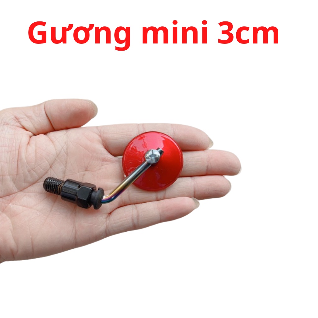 Gương mini lắp xe máy đường kính 3cm nhỏ gọn trang trí chân 10mm lắp cho các dòng xe như wave, exciter, sirius....