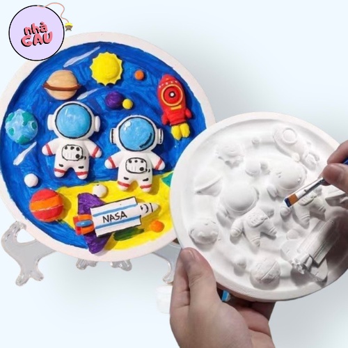 Tô tượng tranh thạch cao phi hành gia size trung 16CM(không kèm màu và cọ)