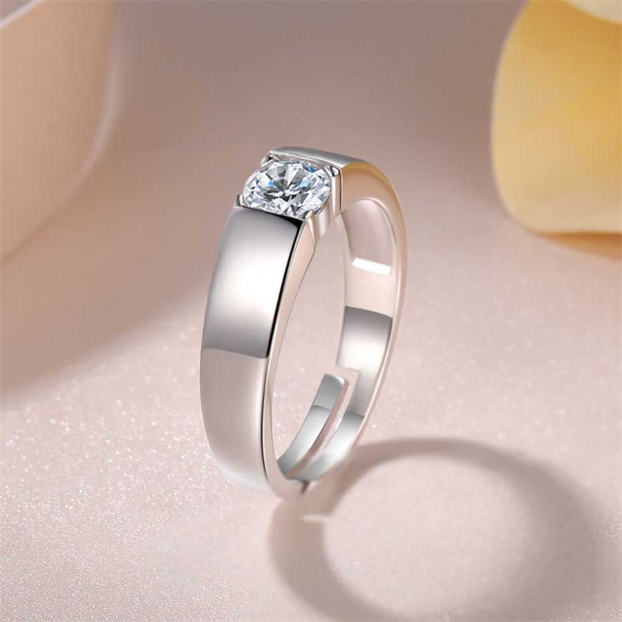 Nhẫn Thép Titan S925 Đính Đá Zircon Thời Trang Cho Nam