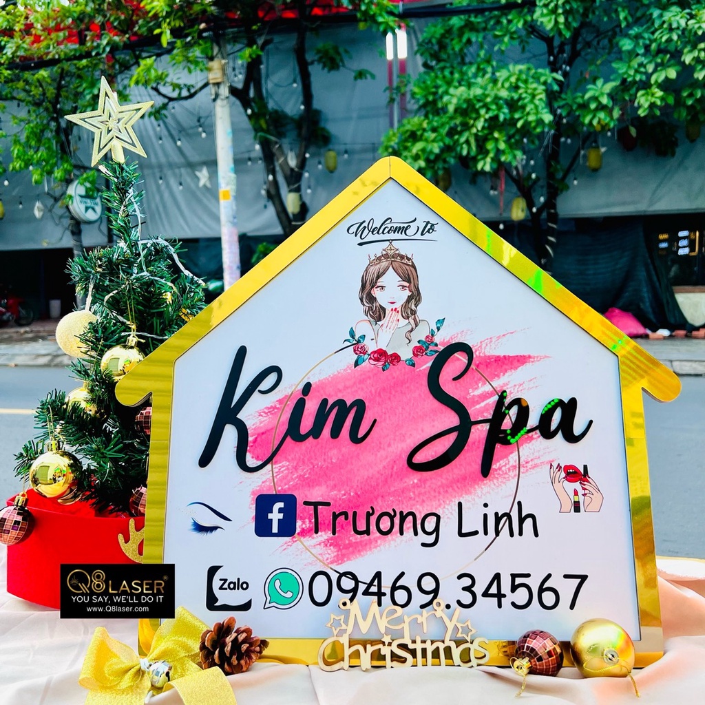 Bảng Gỗ Tên Shop - Bảng Ngôi Nhà - Bảng Hiệu Treo Shop - Menu- FreeShip