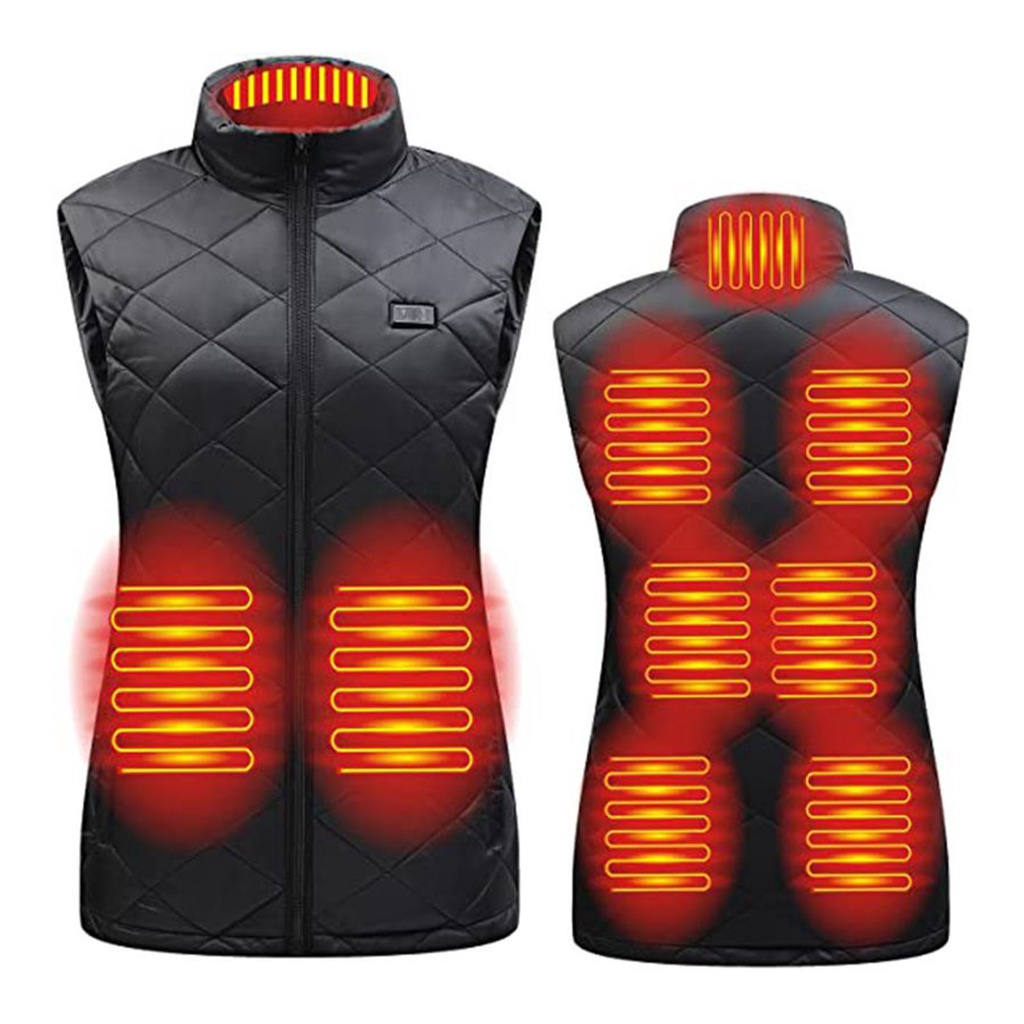 Áo Sưởi Ấm Không Tay Cổ Đứng 9 Cột Dây Khóa Kéo Tiện Dụng GIAUR
