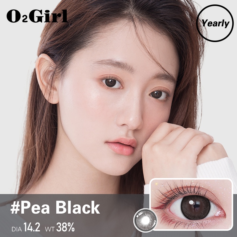 O2Girl lens cận Flagship Shop 2 miếng Màu sắc hàng năm Đúc cho phụ nữ Kính cận tiếp xúc mới Sinh viên tự nhiên nâu đen Kích thước Dia  lens