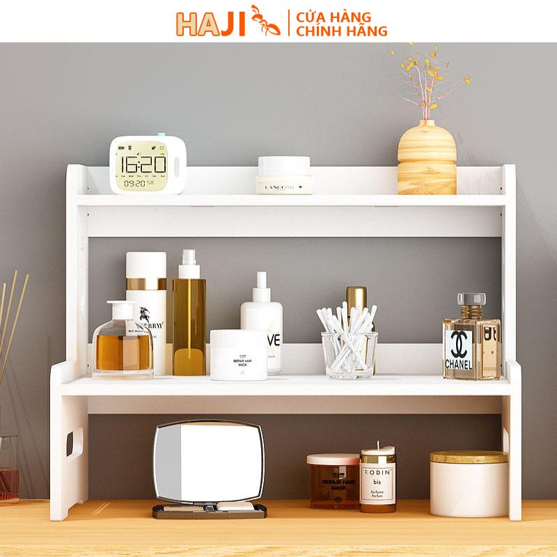 Kệ mỹ phẩm 2 tầng để bàn nhỏ gọn hoạ tiết xinh xắn HAJI D408