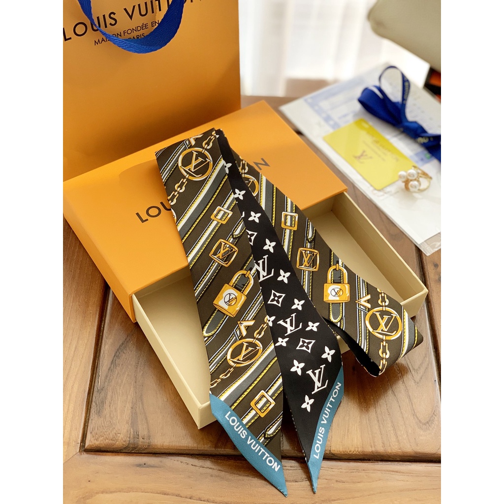 Khăn choàng cổ làm băng đô ruy băng túi xách bằng lụa màu đen xanh lá thời trang