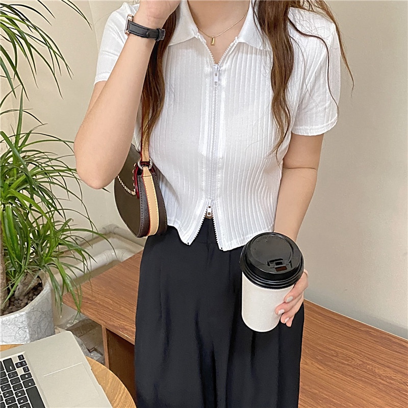 Áo kiểu SUXI tay ngắn ôm dáng màu thời trang mùa hè dành cho nữ