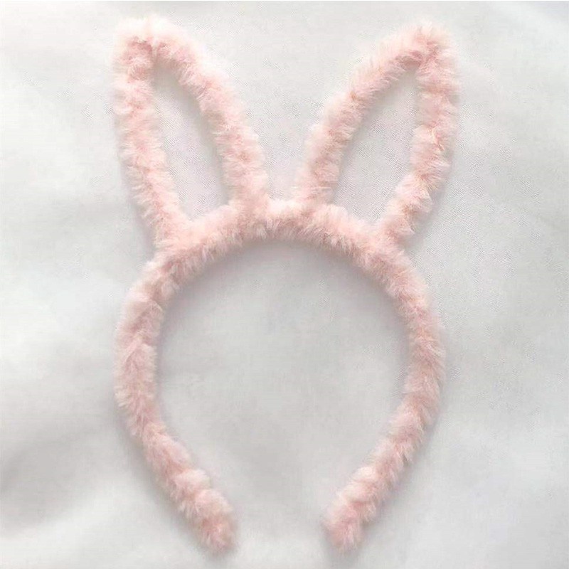 Băng Đô Cài Tóc Hình Tai Thỏ Bằng Lông Nhung Dễ Thương Xinh Xắn