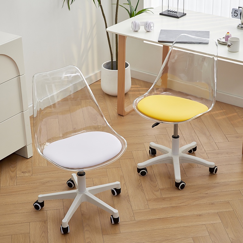 Ghế Xoay Văn Phòng Nhựa Trong Suốt Cao Cấp, Ghế Trong Suốt Nâng Hạ Dễ Dàng Phong Cách Hàn Quốc Trang Trí Phòng