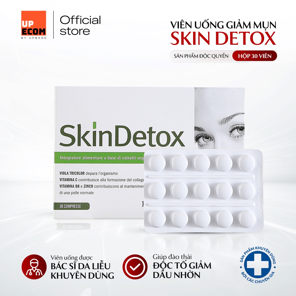 Viên uống Skin Detox Pharmalife hỗ trợ giảm mụn, giảm dầu nhờn giúp tăng cường đề kháng và dưỡng ẩm hộp 30
