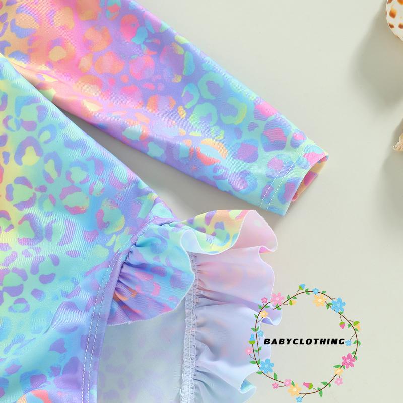 Bộ Đồ Bơi Liền Thân Dài Tay Họa Tiết Vảy Cá Cho Bé Gái